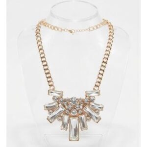 Lee Angel Women's Crystal Baguette Burst Statement Necklace NWT 298